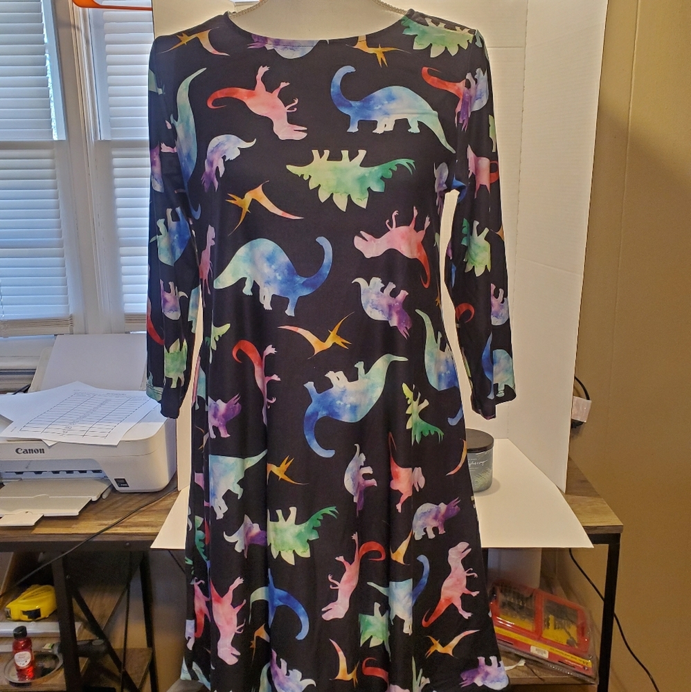 Women's 3/4 sleeve dinosaur Dress